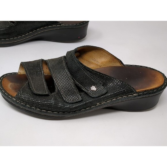 FINN Women's Size US 9.5 UK 7 Cremona Black Leather Slide Adjustable Sandals VTG - Picture 6 of 10